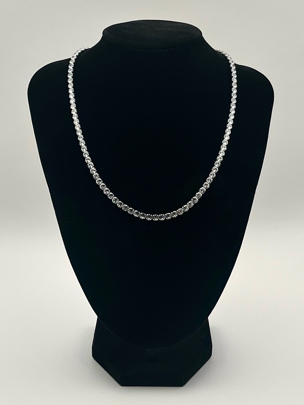 4mm Silver Plated CZ Tennis Chain 18” Stainless Steel Necklace